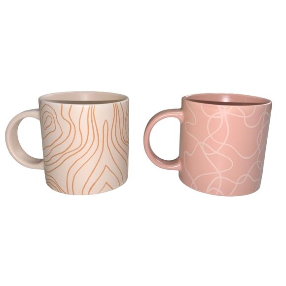 Whitney Kerney Causebox Set of 2 Abstract Coffee Tea Mugs Cups - Picture 8 of 12